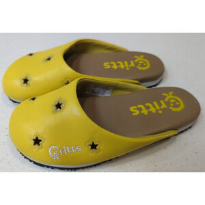 Critts Women's 3 Yellow Star covered flip flop thong sandal nonslip Vibram sole